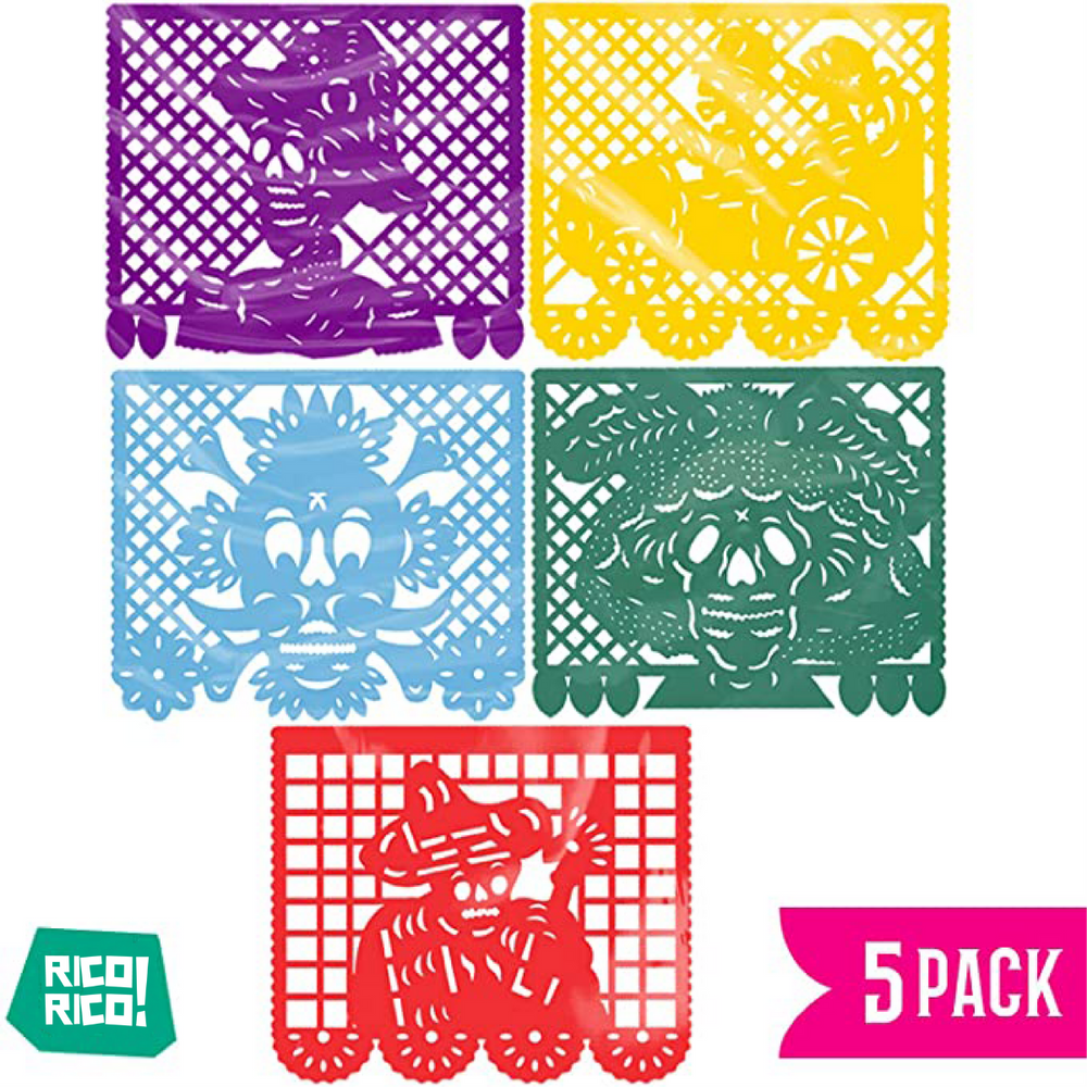 Day of the Dead Party Decorations, Plastic Papel Picado Banner