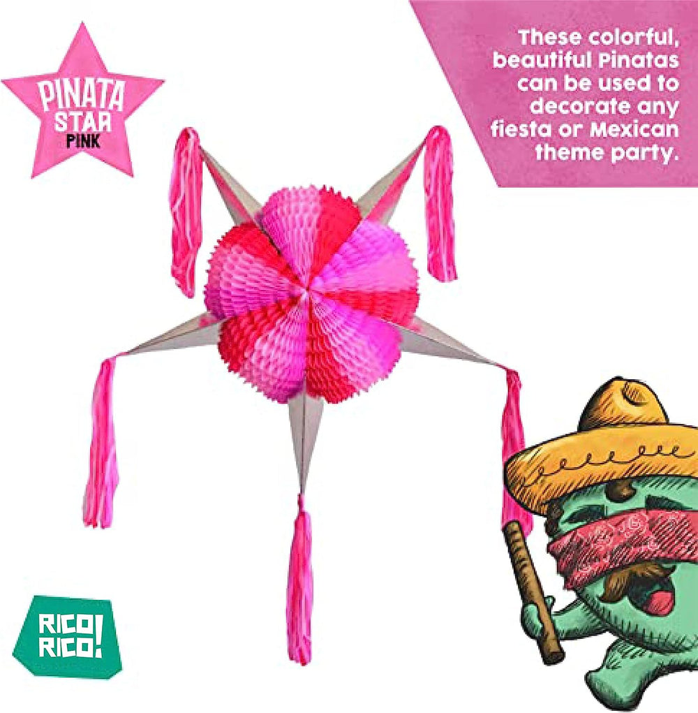 Handmade Mexican Star Piñata, Pink color