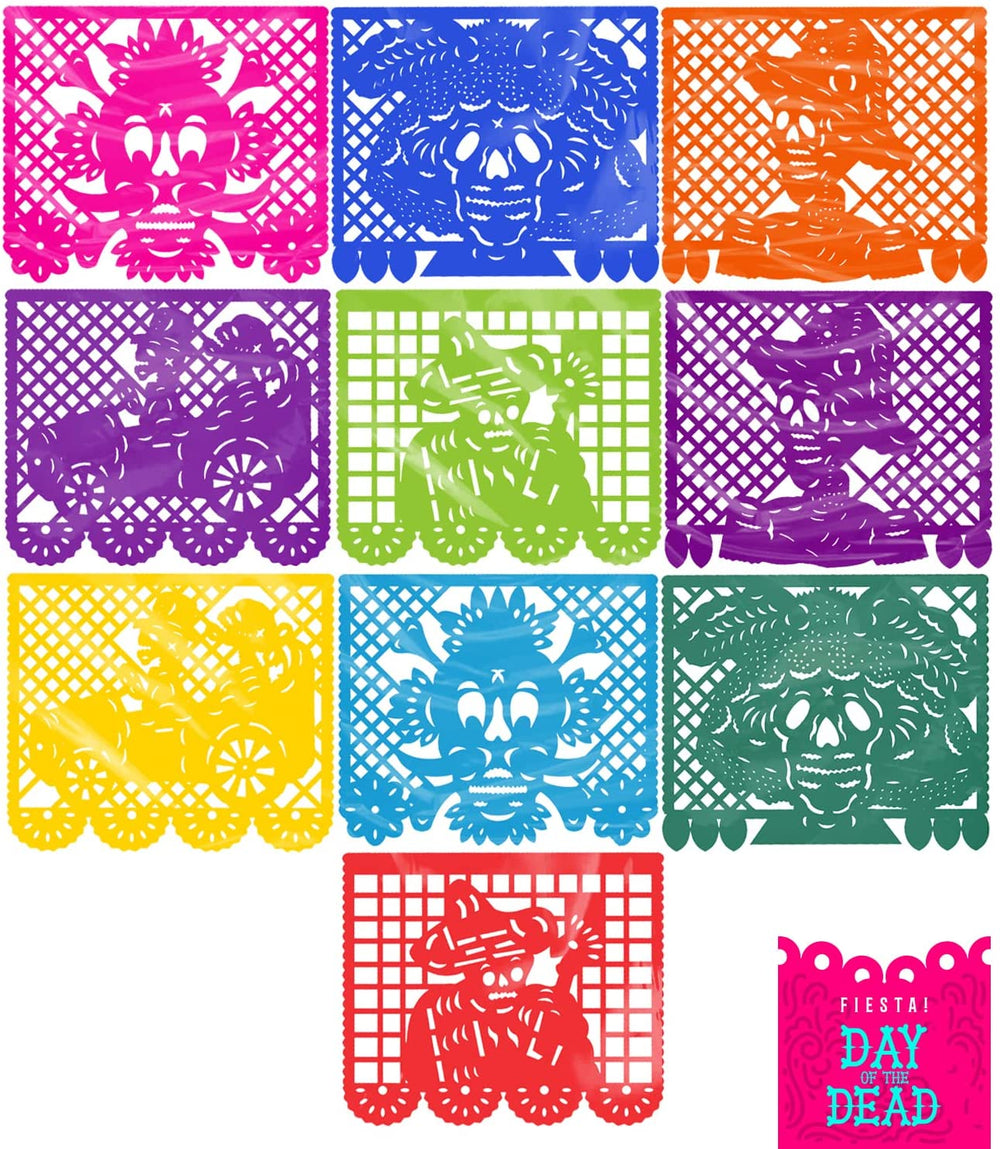 Day of the Dead Party Decorations, Plastic Papel Picado Banner - Ole Rico
