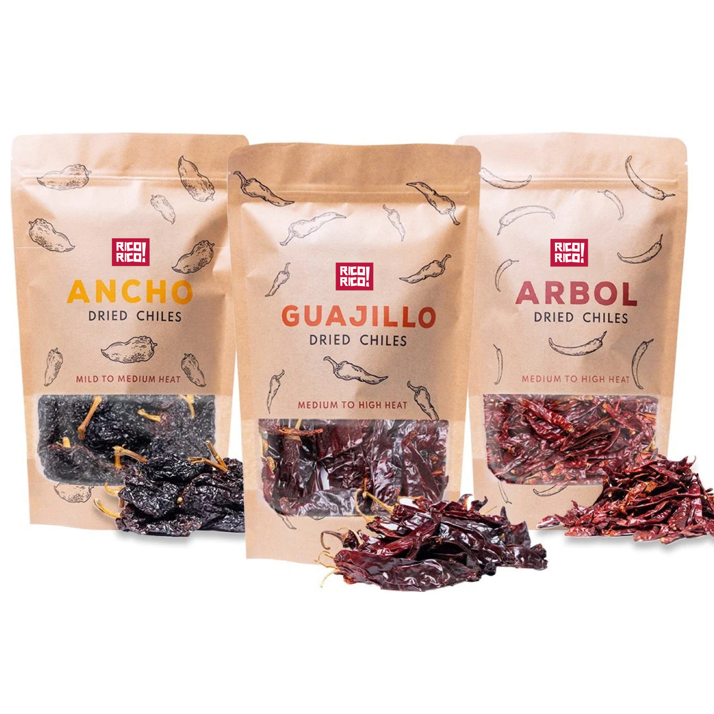 Dried Chile Pepper 3 Pack | Ancho, Guajillo, Arbol