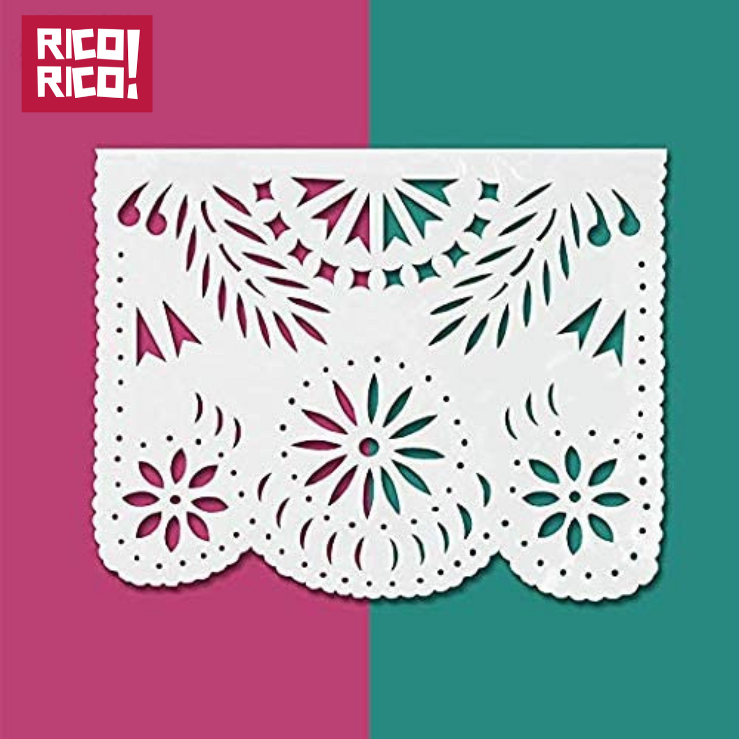 White Papel Picado Mexican Banner Fiesta Decoration