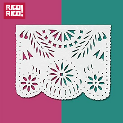 White Papel Picado Mexican Banner Fiesta Decoration