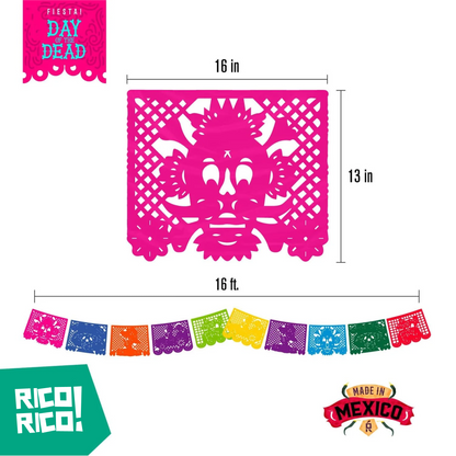 Day of the Dead Party Decorations, Plastic Papel Picado Banner