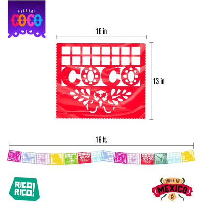 Coco Party, Plastic Papel Picado Banner