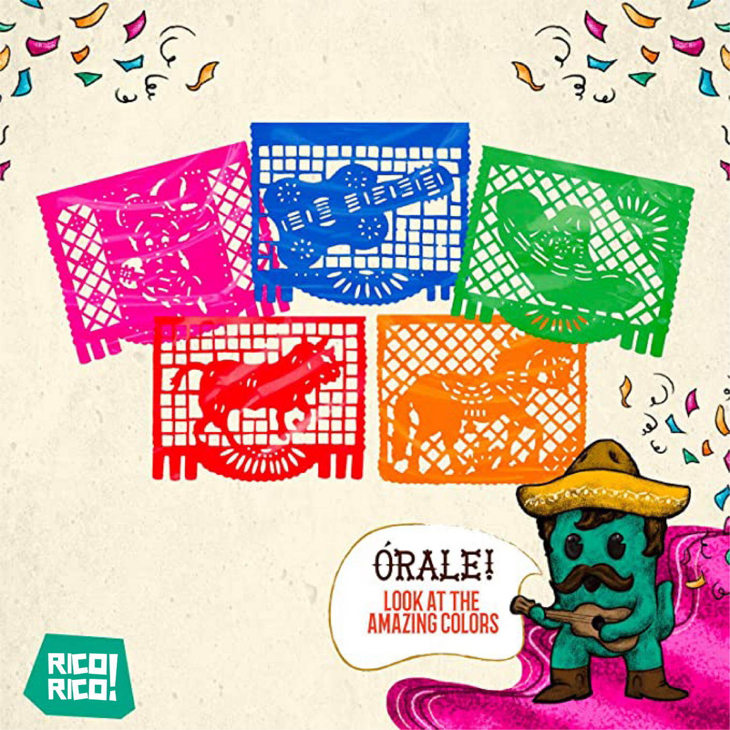 Papel Picado Mariachi Mexican Plastic Banner