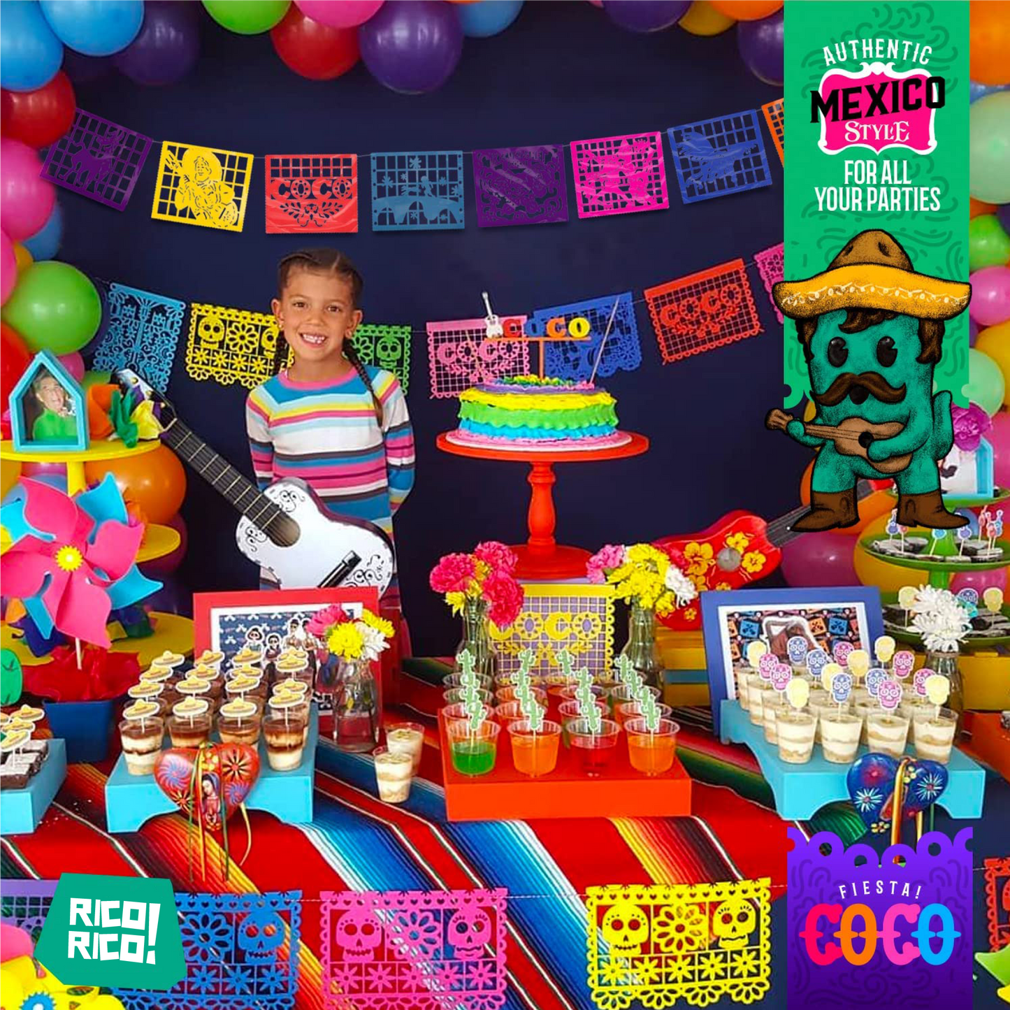 Coco Party, Plastic Papel Picado Banner