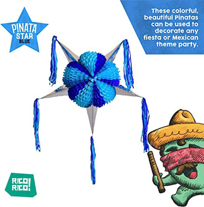 Handmade Mexican Star Pinata, Blue color